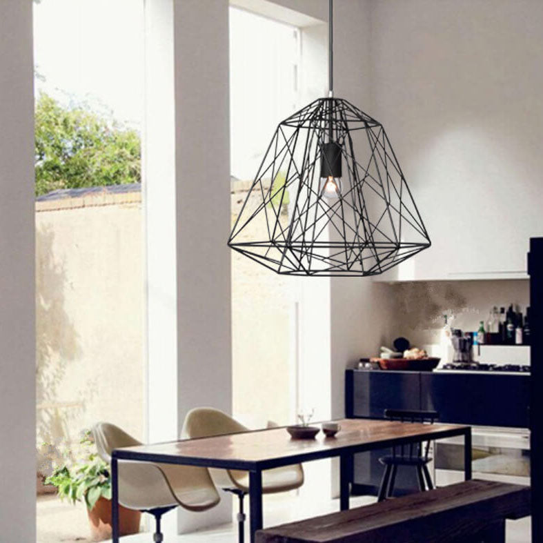 Vintage Industrial Iron Cage 1-Light Pendant Light