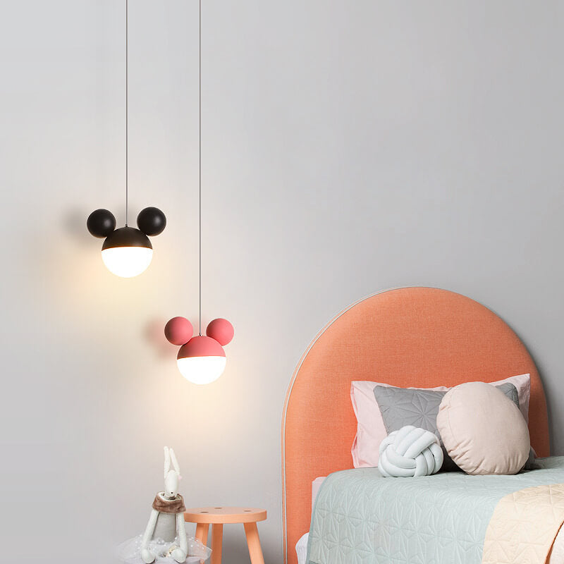 Lampe à suspension LED couleur macaron au design minimaliste enfantin de souris 