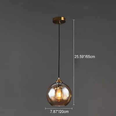 Modern Simplicity Spherical Glass Shade 1-Light Pendant Light For Bedroom