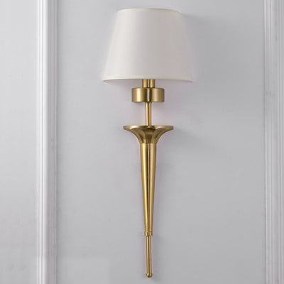 Luxury Fabric Shade Brass Base 1-Light Wall Sconce Lamp