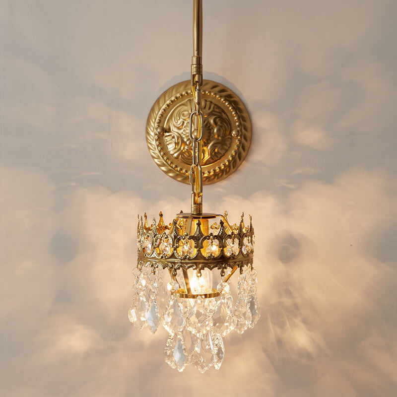 Vintage Luxus Crystal Crown 1-Licht Wandleuchte 