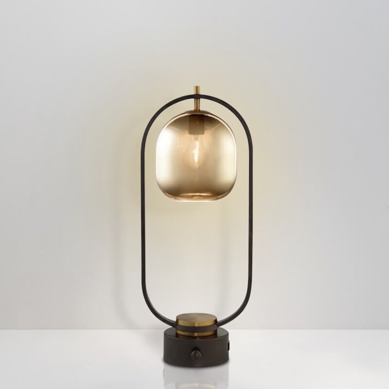 Moderne bernsteinfarbene Glasring-Tischlampe mit 1 Licht 