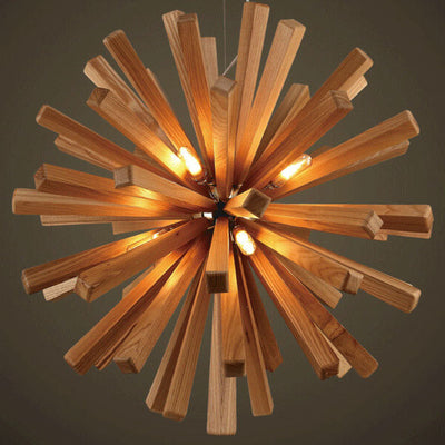 Creative Dandelion Sphere Wooden 10-Light LED Kronleuchter 