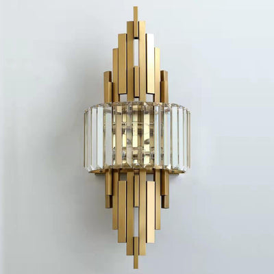 Modern Luxury Crystal Columnar 2-Light Wall Sconce Lamp