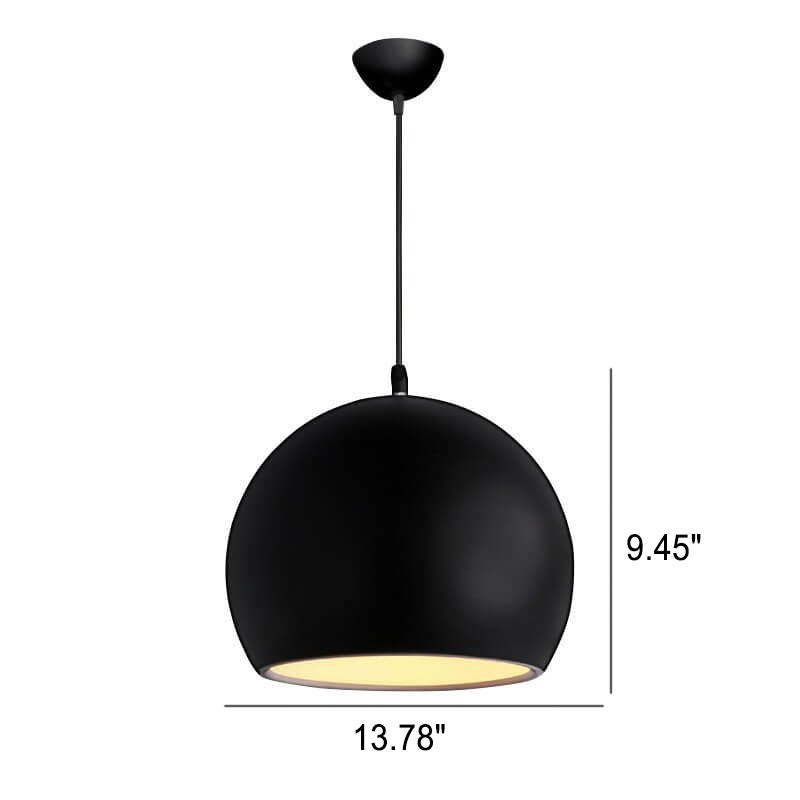 Lampe suspendue moderne à 1 lumière à tête ronde en fer de couleur unie 