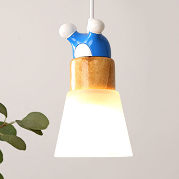 Lampe suspendue moderne et créative à 1 lumière en résine de bois pour enfants 