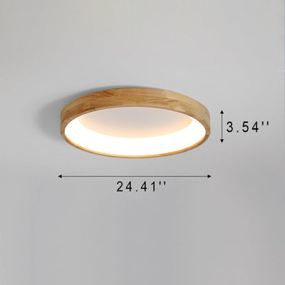 Support de lumière en bois nordique moderne, lampe LED ronde encastrée