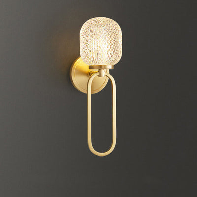 Modern Luxury Crystal Brass Hanging Ring 1-Light Wall Sconce Lamp