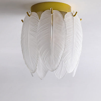 Plafonnier semi-encastré à 1 lumière en verre plume créative de luxe léger 