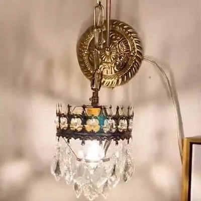 Vintage Luxus Crystal Crown 1-Licht Wandleuchte 