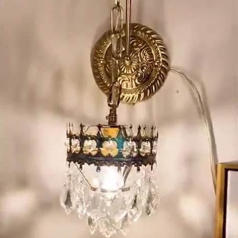 Vintage Luxury Crystal Crown 1-Light  Wall Sconce Lamp