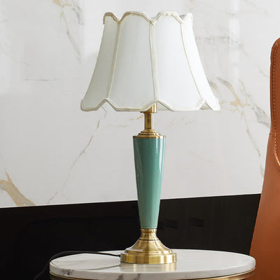 Vintage Fabric Tower Base Ceramic 1-Light Table Lamp