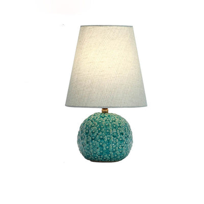 Lampe de table moderne et minimaliste en céramique à 1 lumière en forme de sphère en tissu 