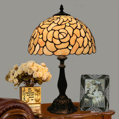 Tiffany Creative Yellow Rose Dome 1-Light Table Lamp