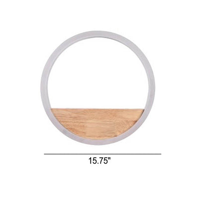 Applique murale LED ronde créative en bois massif et acrylique, décoration de rangement 