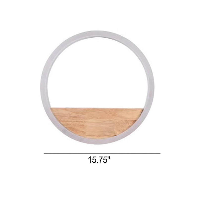 Creative Solid Wood Acrylic Storage Decoration Round LED Wall Sconce Lamp