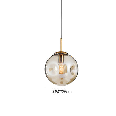 Contemporary Scandinavian Irregular Orb Hardware Glass 1-Light Pendant Light For Living Room