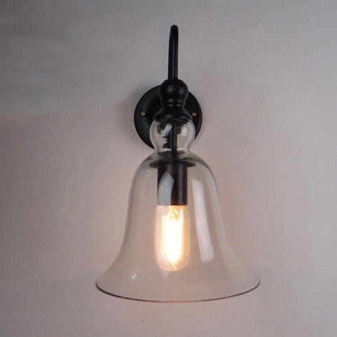 Industrielle Vintage Glocke aus klarem Glas mit 1 Leuchte Wandleuchte 