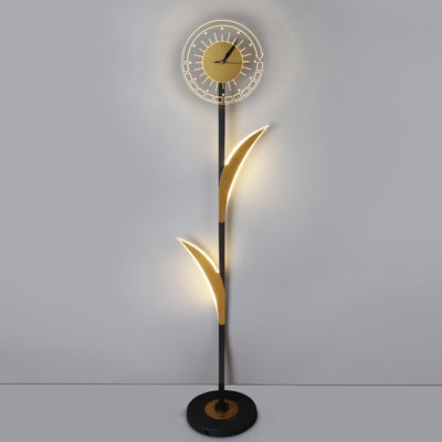 Lampadaire sur pied d'art LED créatif moderne avec horloge 