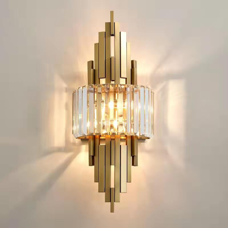 Modern Luxury Crystal Columnar 2-Light Wall Sconce Lamp
