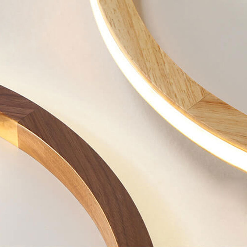 Nordic Round Solid Wood Zen LED Flush Mount Ceiling Light