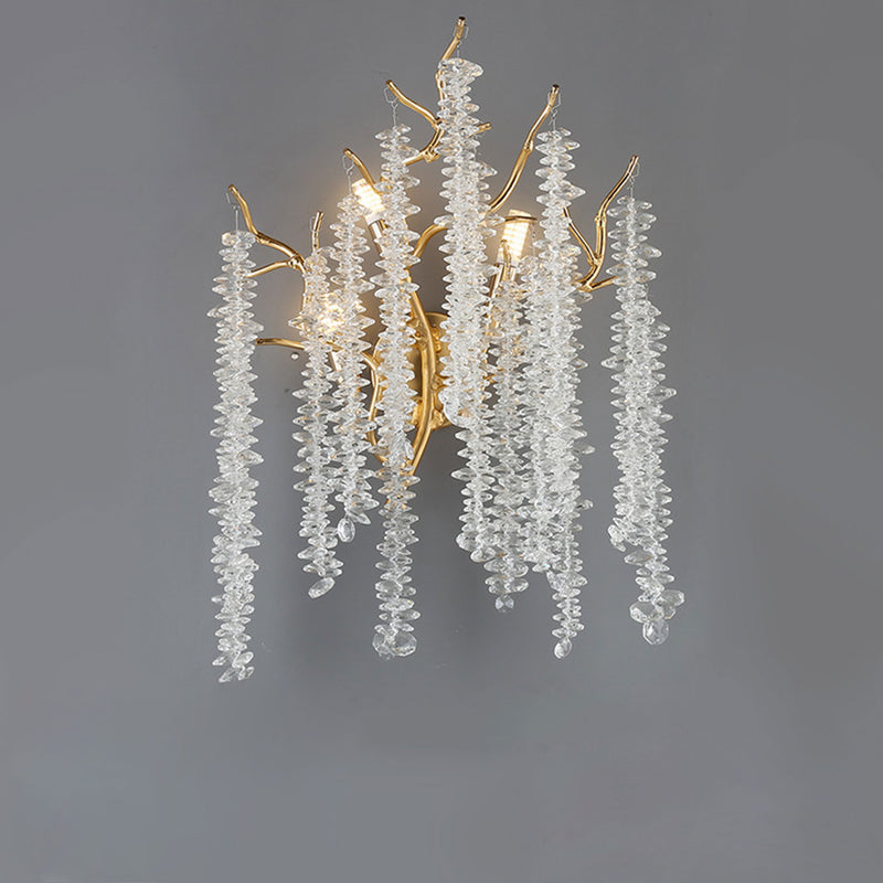 Modern Light Luxury Tree Branch Crystal 3-Light Wall Sconce Lamp