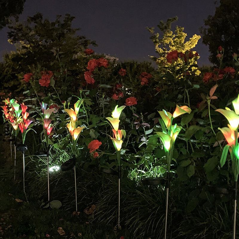 Modern Solar Horseshoe Flower Colorful 4 LED Outdoor Garden Ground Plug Landscape Light