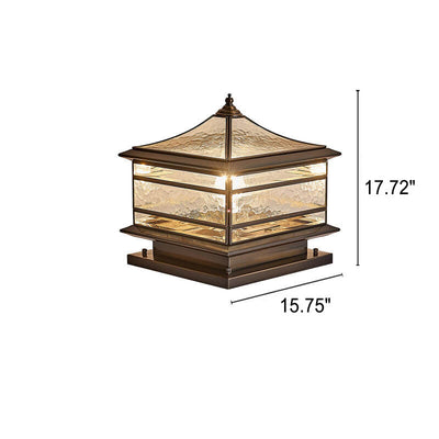 Europäisches Messing-Glas-Quadrat 1/2 Licht Wasserdichtes Säulen-Landschaftslicht im Freien
