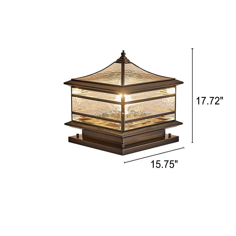 Europäisches Messing-Glas-Quadrat 1/2 Licht Wasserdichtes Säulen-Landschaftslicht im Freien