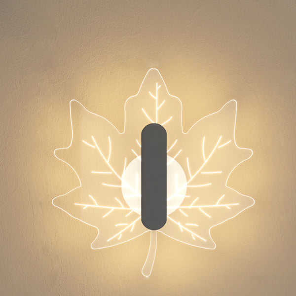 Modern Art Deco Acrylic Maple Leaf Shape LED Creative Wall Sconce Lamp