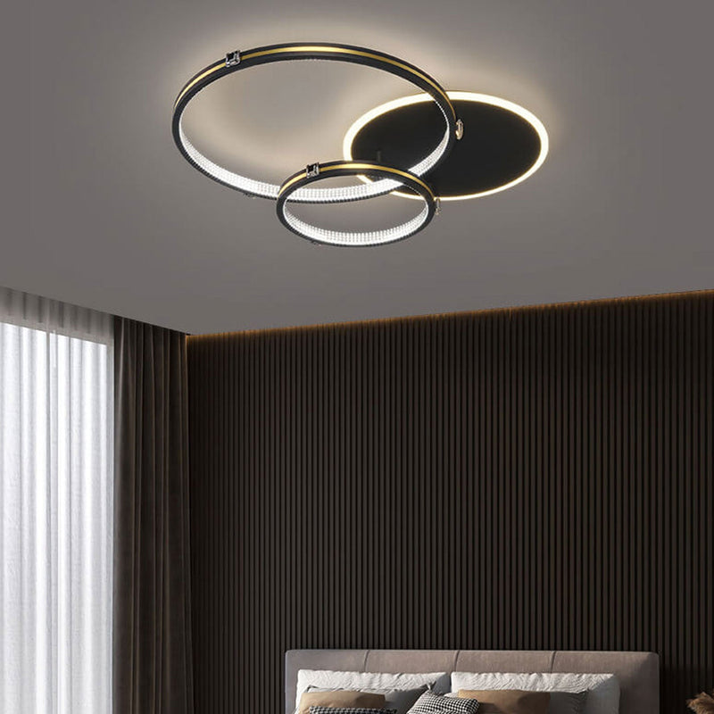 Nordic Light Luxury Circle Combination Iron LED Flush Mount Ceiling Light