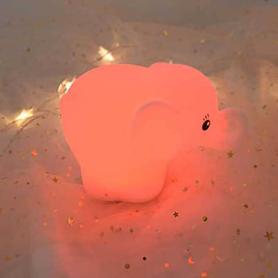 Lampe de table créative en forme d'éléphant en silicone USB Pat LED 