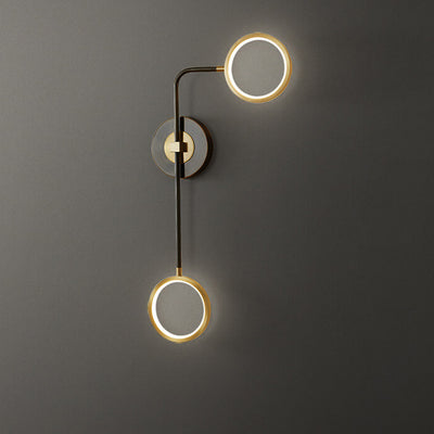 Lampe industrielle d'applique murale LED graphique de combinaison d'anneau de tige pliante tout en cuivre 