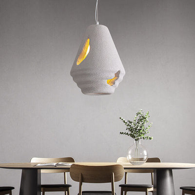 Modern Minimalist Creative Round Shell Cone Cream 1-Light Pendant Light