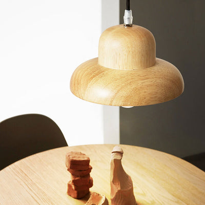 Nordic Hat Dome 1-Licht-Pendelleuchte aus massivem Holz