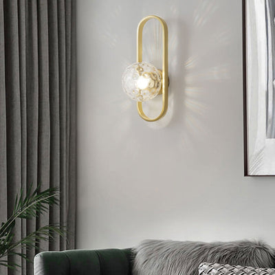 Modern Minimalist Oval Ring Iron Glass 1-Light Wall Sconce Lamp