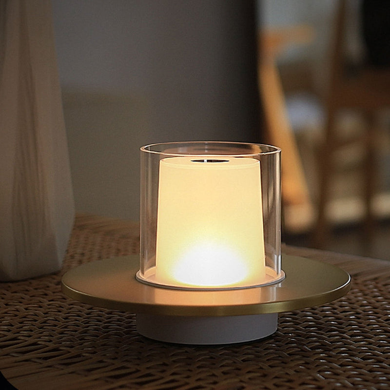 Moderne leichte luxuriöse zylindrische LED-Kerzenhalter-Nachtlicht-Tischlampe