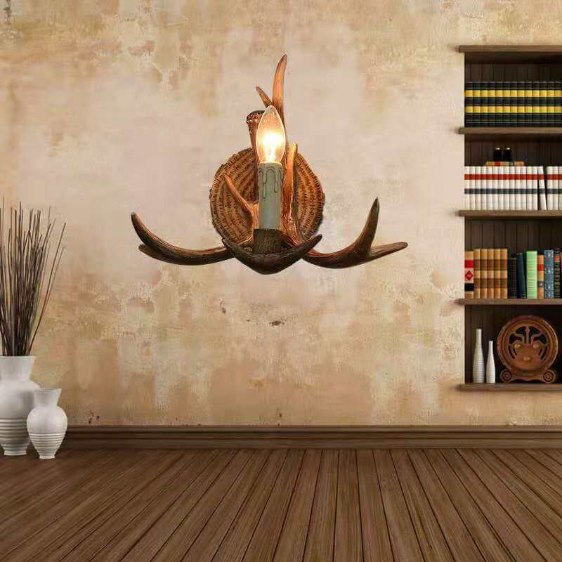 Modern Resin Retro Deer Head 1-Light Wall Sconce Lamp