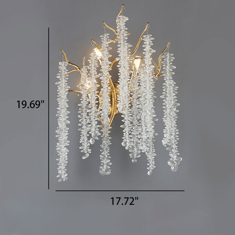 Modern Light Luxury Tree Branch Crystal 3-Light Wall Sconce Lamp