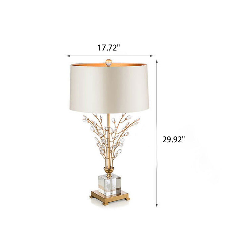 Modern Light Luxury Fabric Crystal Flower Creative Base 1-Light Table Lamp