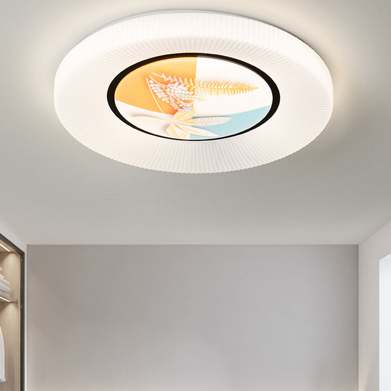 Modern Minimalist Round Painted Acrylic LED Flush Mount Ceiling Light