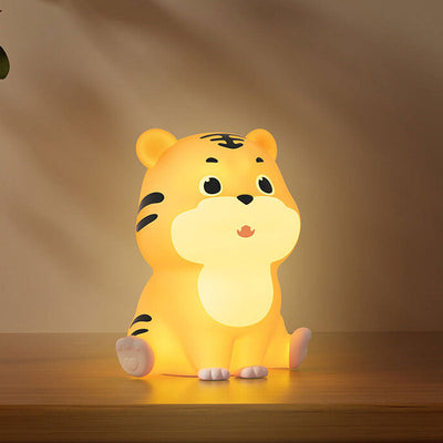 Lampe de table LED en forme de tigre en silicone, dessin animé mignon et enfantin 