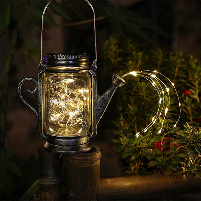 Solar Creative Fairy Frosted Glass Jar LED Outdoor Light