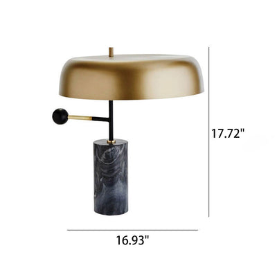 Moderne leichte Luxus-Goldschirm-Marmor-Säulenbasis 1-Licht-Tischlampe 