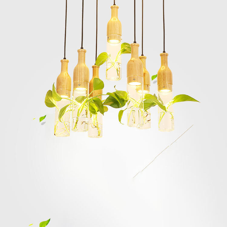 Nordic Creative Glass Bottle Hydroponic Plants 1-Light Pendant Light