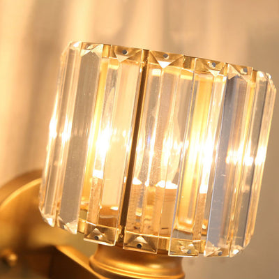 Modern Minimalist Oval Cylinder Hardware Crystal 1-Light Wall Sconce Lamp For Bedroom