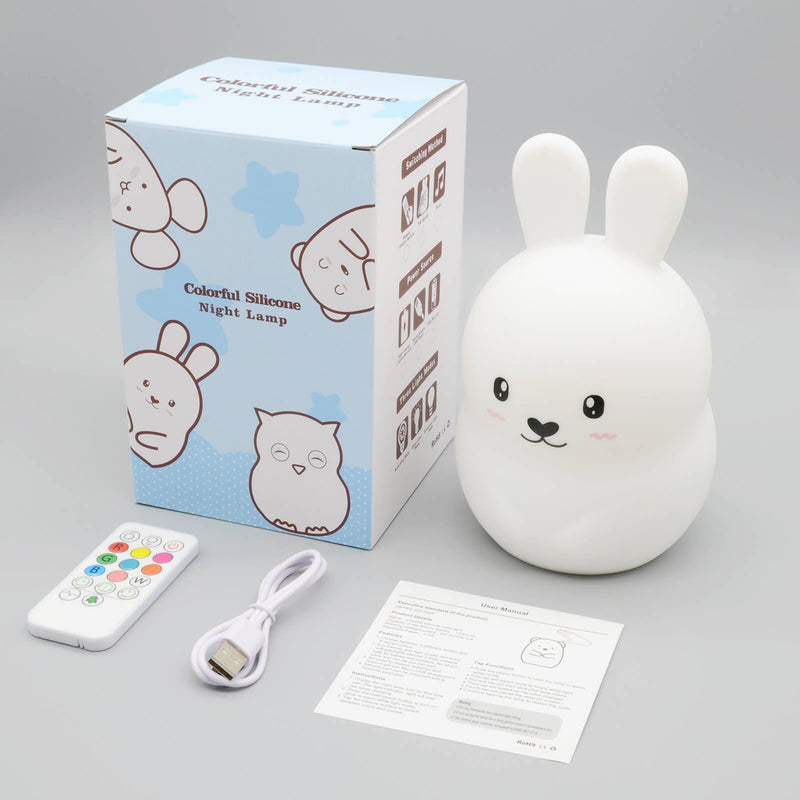 Modern Creative Cute Rabbit Pat Silicone USB LED Night Light Table Lamp