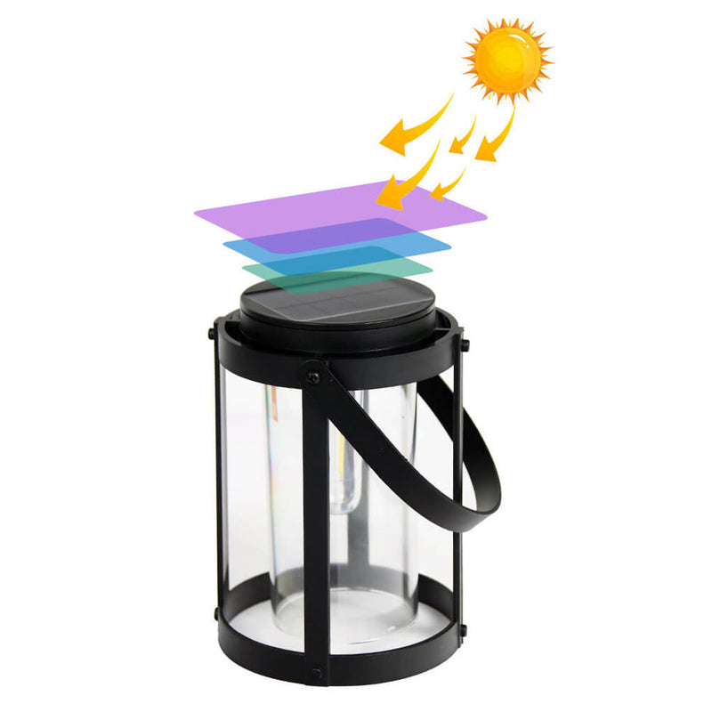 Solar ABS Cylindrical Lampshade Waterproof LED Portable and Hangable Outdoor Light