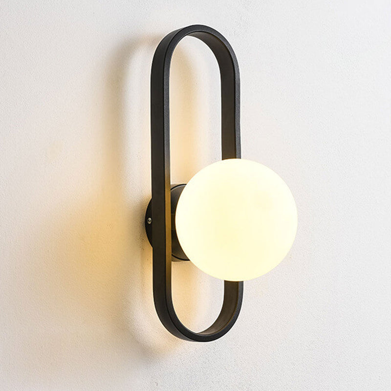 Modern Minimalist Oval Ring Iron Glass 1-Light Wall Sconce Lamp