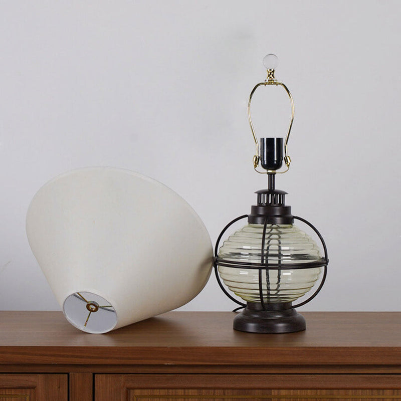 Vintage Eisen Glas Pferd Lampe Design Stoff 1 - Leichte Tischlampe